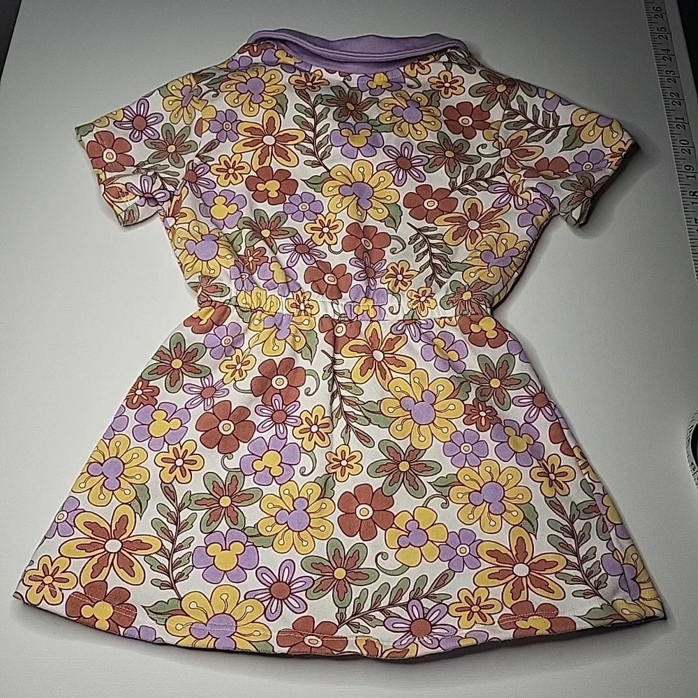DISNEY Jr Mickey Disney Collection Dress Hidden Floral‎ Mickey Purple Collar 2T
